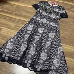 ポロラルフローレン ドッキング ロングワンピース 花 プリーツ 異素材