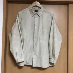 back number シャツM ベージュにグリーンのストライプ　美品