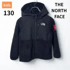 【大人気】ノースフェイス フリースジャケット キッズ 130 ブラック 刺繍ロゴ