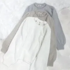 evelyn ビジューシャギーニット WHITEのサムネイル