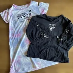 ※値下げ【130cm２枚セット】Tシャツ ワンピース　５部丈カットソー　ロンT