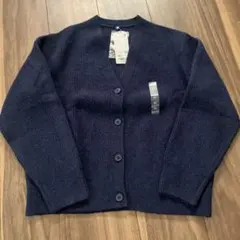 新品 UNIQLO キッズ スフレヤーンVネックカーディガン 150 ネイビー