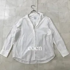coen コーエン 長袖シャツ M ホワイト