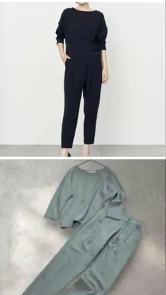 SOEJU ソージュ コクーンブラウス タックパンツ　セットアップ　ミント