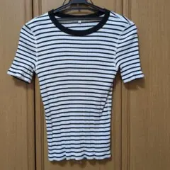 PLST ボーダー リブ 半袖 Tシャツ Sサイズのサムネイル