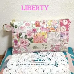 No.69リバティ☆パッチワーク☆ポーチ♥春色ピンク☆チェック＆ストライプ