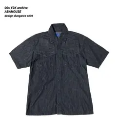 00s Y2K ABAHOUSE アバハウス デザイン ダンガリーシャツ 半袖のサムネイル