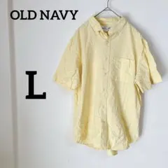 OLD NAVYオールドネイビー【L】イエロー スリムフィット 半袖シャツ黄色