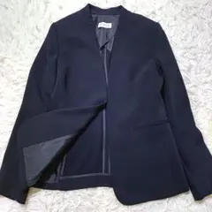 【極美品】PLST プラステ ノーカラージャケット カラーレス 洗える S