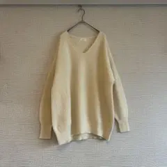 【美品】IENAイエナ☆ウォッシャブルラクーンVネックプルオーバー ベージュ