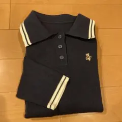 【お値下げ‼︎】clear ベア刺繍入り長袖ポロニット　ネイビー