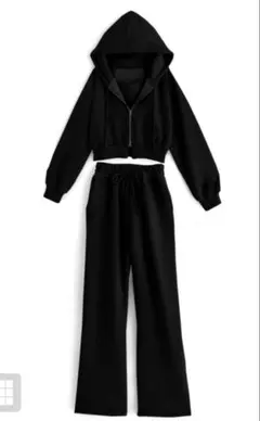 GRL ジップパーカー×キャミ×ワイドパンツ裏起毛セットアップ pm229