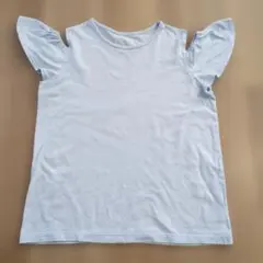 ライトブルー 肩出し 半袖Tシャツ 140cm　ベルメゾンのサムネイル