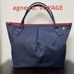agnes b.アニエス・ベー　トートバッグ　ネイビードット赤　軽量　A4収納可