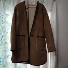 ブラウン ムートンコート フード付き