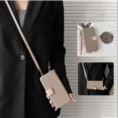 最終値下げPixel 9Pro XL ショルダー手帳型ケース（ベージュ×ピンク）