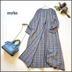 myke/ミーカ●新品未使用タグ付き♪グレンチェック柄ロング丈シャツカーディガン