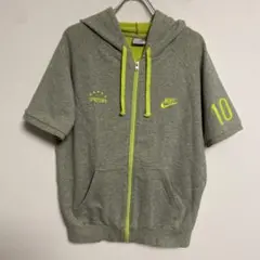 Nike ナイキ フーディ 半袖スウェットパーカー グレー/ライム M