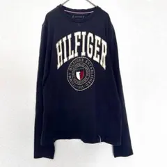 トミーヒルフィガー ロゴ刺繍 長袖 ネイビー ヴィンテージ M 1985のサムネイル