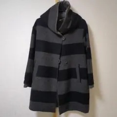 日本製　Haru’s ami　ハルズアミ　コート　グレー　ボーダ　リバーシブル