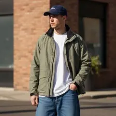 USA古着adidasナイロンジャケット90s00s万国旗タグゴープコアカーキL