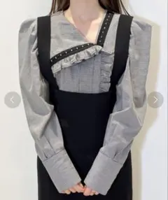 snidel コルセットシャツブラウス 千鳥柄 パフスリーブ