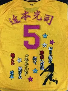 阪神タイガース 近本光司 刺繍ワッペン 5点セット【黒】桜ふちピンク