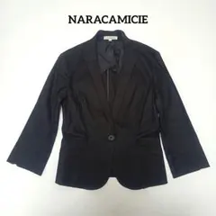 NARACAMICIE ジャケット リネン混 ブラック M相当 ギャザーのサムネイル