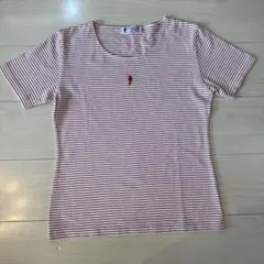 フクゾー　レディース　半袖Tシャツ　カットソー　ボーダー　M レッドのサムネイル