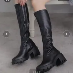 VIVIAN スクエアトゥ厚底ストレッチロングブーツ