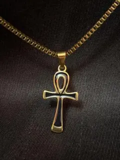 生命の鍵 アンク ミニサイズブラック メッキ ネックレス