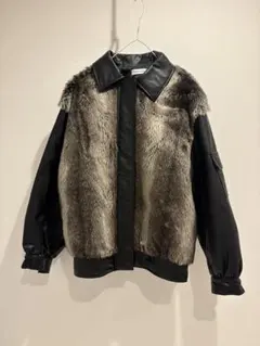 ファー・レザー ボンバージャケット フリーサイズ