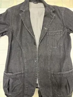 BEAMS ビームス ブラックデニム テーラードジャケット L パッチポケット