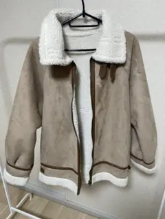 ベージュ スエード風 ムートンコート