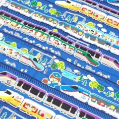 大きめの柄 電車 新幹線 生地 はぎれ 布