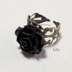 ✨ 黒薔薇 ローズ ブロンズ ゴシック ヴィンテージ オープンリング 指輪