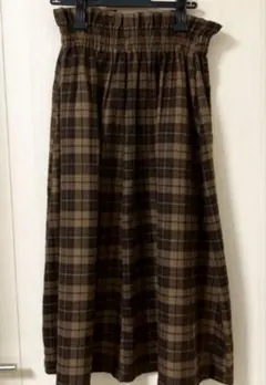 earth music&ecology チェック柄ロングギャザースカート