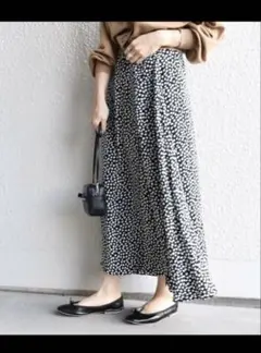 【SHIPS】ロングラップスカート フレアスカート　ネイビー×ホワイト