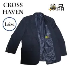 水曜日SALE❕美品✨カシミヤ100%　クロスヘブン　ツイードジャケット　紺　L