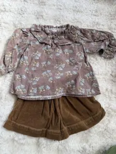 tete a tete 花柄 フリル襟 トップス 80