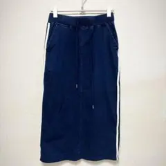 Mサイズ　サイドライン デニム風スウェットロングスカート