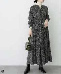 URBANRESEARCHレオパードドットプリントワンピースFREEブラック