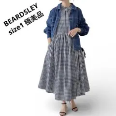 【美品】BEARDSLEY ビアズリー 先染めギャザーワンピース 定価2.4万