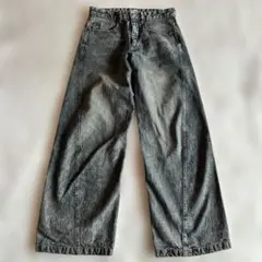 VINTAGE WASHED CURVED FLARE BAGGY DENIM