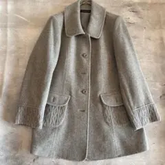 90’s ヴィンテージ ウール混 ステンカラーコート グレイ LL 日本製