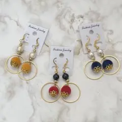 カジュアル フック式ピアス 3個セット【匿名発送 】