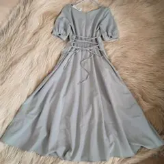 新品タグ付✩アンドクチュール✩ウエストタッグフレアーワンピース✩レースアップ