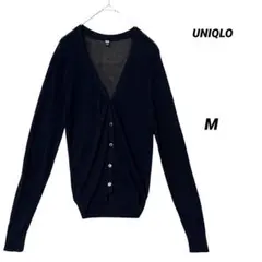 UNIQLO カーディガン M ブラック シアー 薄手 Vネック きれいめ 春夏