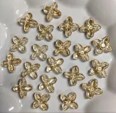 【20個】ゴールドライン入り クリア フラワービーズ☆