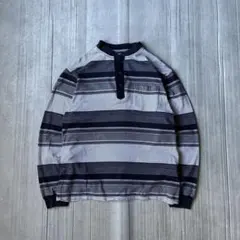 90s HANG TEN ボーダー カットソー ロンT ヘンリーネック Mのサムネイル